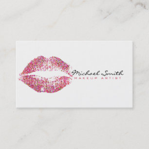Tarjeta De Visita Purpurina Multicolor Lija Artista De Maquillaje El