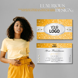 Tarjeta De Visita Purpurina Naranja Plata Sparkle Diamonds añadir lo