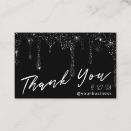 Tarjeta De Visita purpurina negro agradecerle insertar paquete de sc