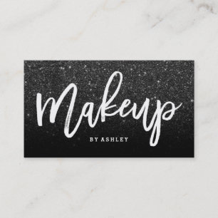 Tarjeta De Visita Purpurina negro de la tipografía elegante del