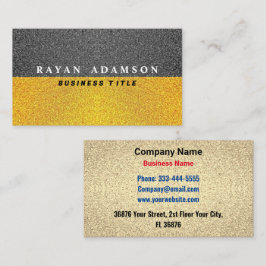 Tarjeta De Visita Purpurina negro de oro único - Lujo profesional