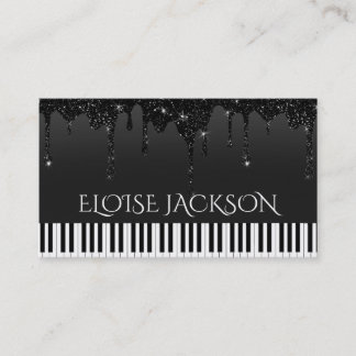 Tarjeta De Visita purpurina negro pianista de profesor de música
