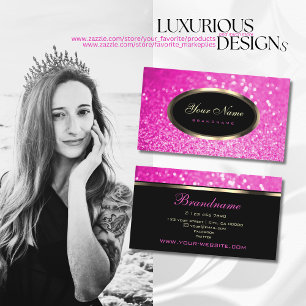 Tarjeta De Visita Purpurina Noble Elegancia de Lujo Girly Rosa Spark