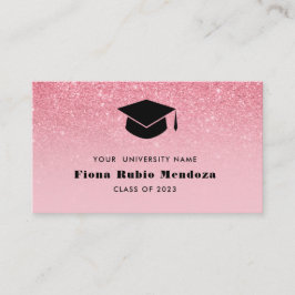 Tarjeta De Visita Purpurina Ombre rosa Moda Título de graduación Nom
