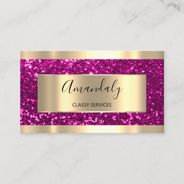 Tarjeta De Visita Purpurina Oro Rosado del Holograma de maquillaje P (Anverso)