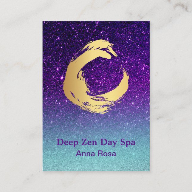 Tarjeta De Visita *~* Purpurina Oro Zen Espiral Meditación Reiki (Anverso)