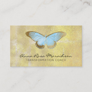 Tarjeta De Visita *~* Purpurina Pastel Azul  Mariposa dorada Fantas