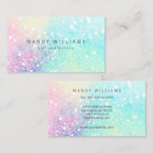 Tarjeta De Visita Purpurina Pastel Bokeh Patrón de colores alegres