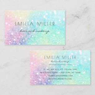 Tarjeta De Visita Purpurina Pastel Bokeh Patrón de colores alegres