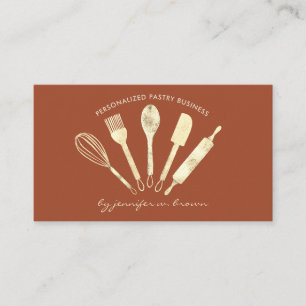 Tarjeta De Visita Purpurina Pastelería Chef Panadería Casera terraco