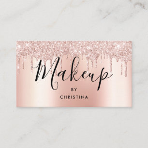 Tarjeta De Visita Purpurina perfora artista rosa de maquillaje metál