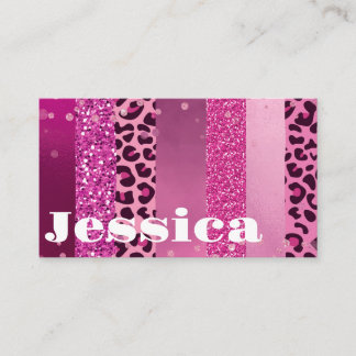 Tarjeta De Visita Purpurina personalizada de chica rosa