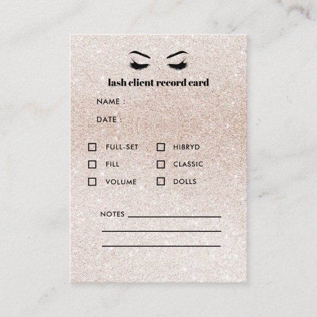 Tarjeta De Visita Purpurina PINK Eyelash Extension Client Consultion (Anverso)