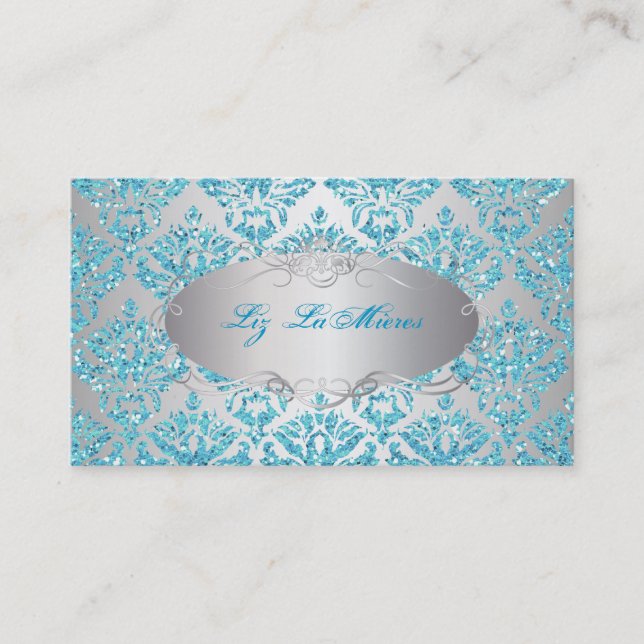 Tarjeta De Visita Purpurina PixDezines sabine damask/faux (Anverso)