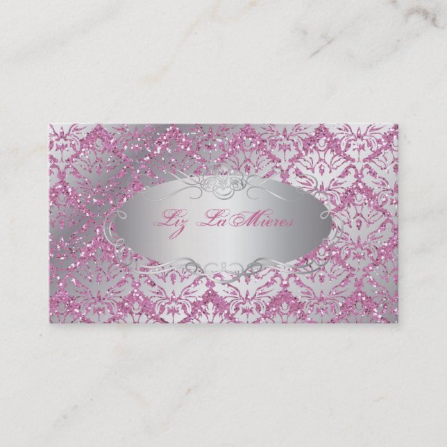 Tarjeta De Visita Purpurina PixDezines sabine damask/faux (Anverso)