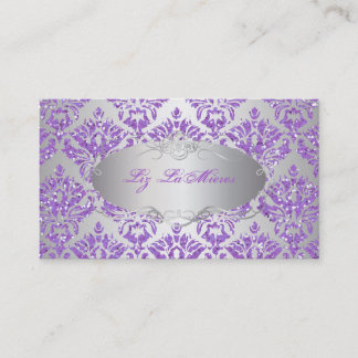 Tarjeta De Visita Purpurina PixDezines sabine damask/faux