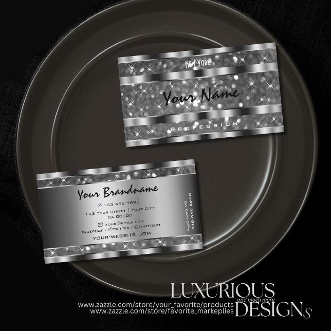 Tarjeta De Visita Purpurina Plata Capturadora De Ojos Calidad De Est (Subido por el creador)