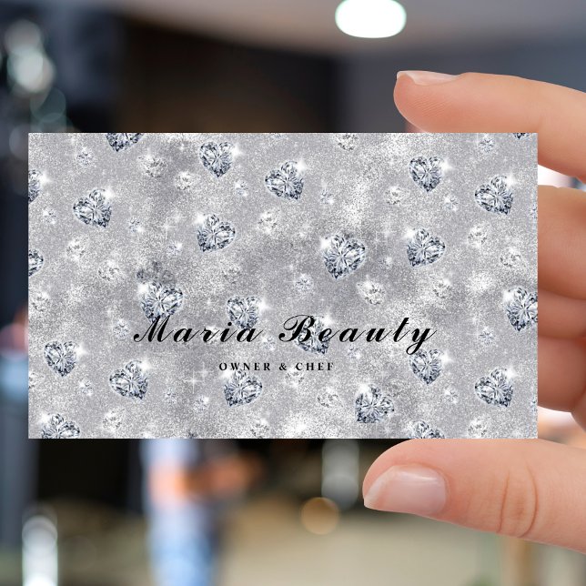 Tarjeta De Visita Purpurina Plata Diamantes Salón de belleza maquill (Subido por el creador)