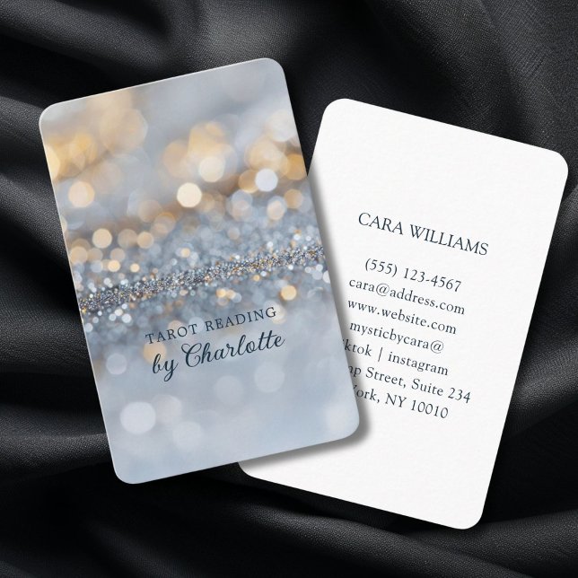Tarjeta De Visita Purpurina, plata, oro (Glitter, Silver, Gold Business Card)
