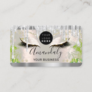 Tarjeta De Visita Purpurina Plata Perforación Marco Códigos Qr Lenga