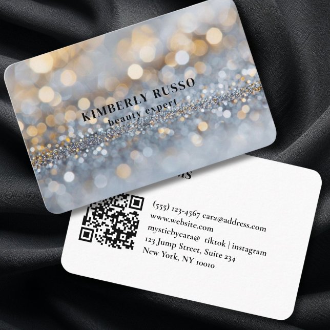Tarjeta De Visita Purpurina, plata, salón de oro (Glitter, Silver, Gold Salon Business Card)