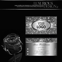 Tarjeta De Visita Purpurina plateado de clase Sparkle Diamantes y lo