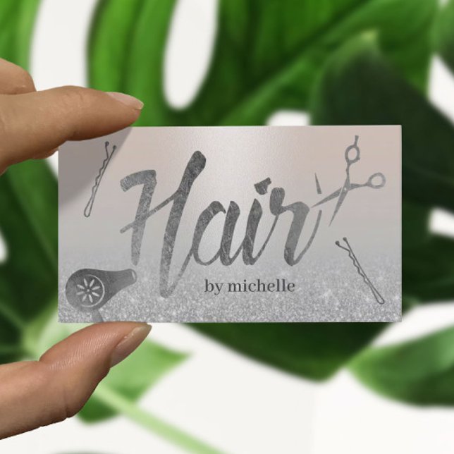 Tarjeta De Visita Purpurina plateado de tipografía moderna con estil (Subido por el creador)