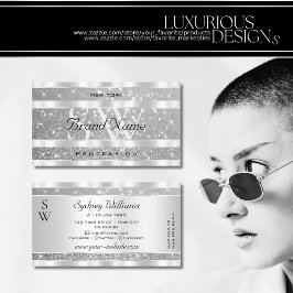 Tarjeta De Visita Purpurina plateado elegante Estrellas esparcantes 