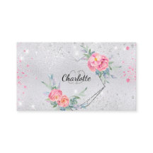 Purpurina plateado flores rosadas maquillaje belle