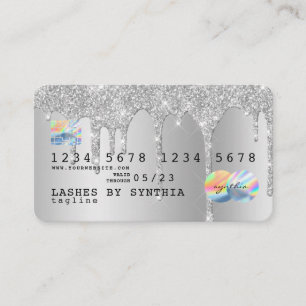 Tarjeta De Visita purpurina plateado gotea holograma de oro de tarje