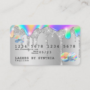 Tarjeta De Visita Purpurina plateado gotea holograma de oro de tarje
