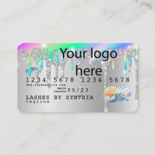 Tarjeta De Visita purpurina plateado gotea logotipo añadido de tarje