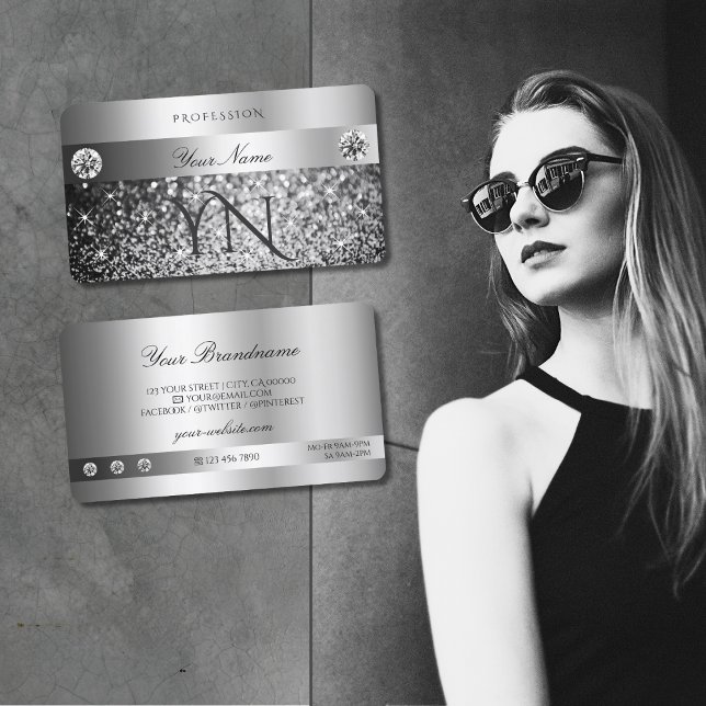 Tarjeta De Visita Purpurina plateado Joyas esparkle y calidad de mon (Subido por el creador)