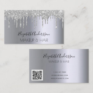 Tarjeta De Visita Purpurina plateado maquillaje de goteo cabello cód