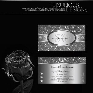 Tarjeta De Visita Purpurina plateado moderno Esparkle Diamonds Inici