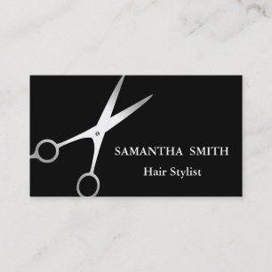 Tarjeta De Visita Purpurina plateado moderno Scissor Salon Hair Styl