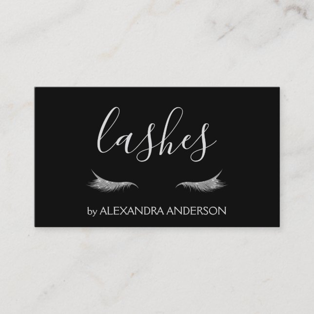Tarjeta De Visita Purpurina plateado y extensión de la Eyelash de es (Anverso)