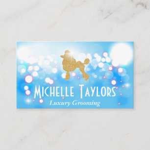 Tarjeta De Visita Purpurina Poodle Bokeh Glow Shimmer