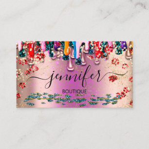 Tarjeta De Visita Purpurina profesional de Boutique Shop Perforacion