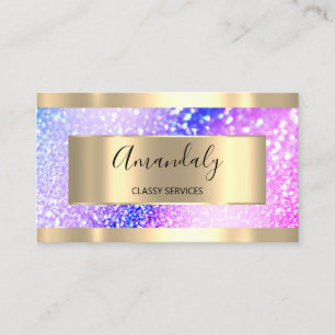 Tarjeta De Visita Purpurina profesional del Holograma Dorado Rosa