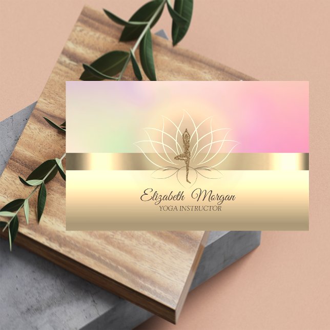 Tarjeta De Visita Purpurina profesional elegante Chica de yoga, Lotu (Subido por el creador)