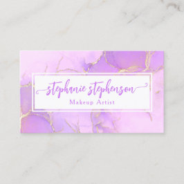 Tarjeta De Visita Purpurina púrpura color de agua moda estilista mod
