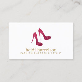 Tarjeta De Visita Purpurina Rojo Heels Boutique Fashion Stylist Blog