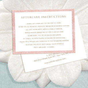 Tarjeta De Visita Purpurina rosa AfterCare para Salón de Extensiones