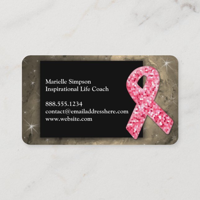 Tarjeta De Visita PURPURINA rosa BRCA Sobreviviente de Cáncer de Mam (Reverso)