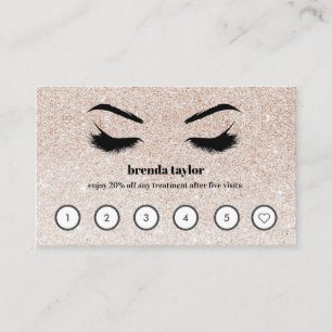 Tarjeta De Visita Purpurina rosa Browbar Eyelash Personalizado Lealt