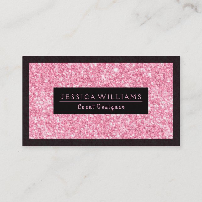 Tarjeta De Visita Purpurina rosa caliente ligero Impresión Acento ne (Anverso)
