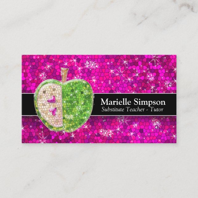 Tarjeta De Visita Purpurina rosa caliente Tutor de sustitución de Ap (Anverso)