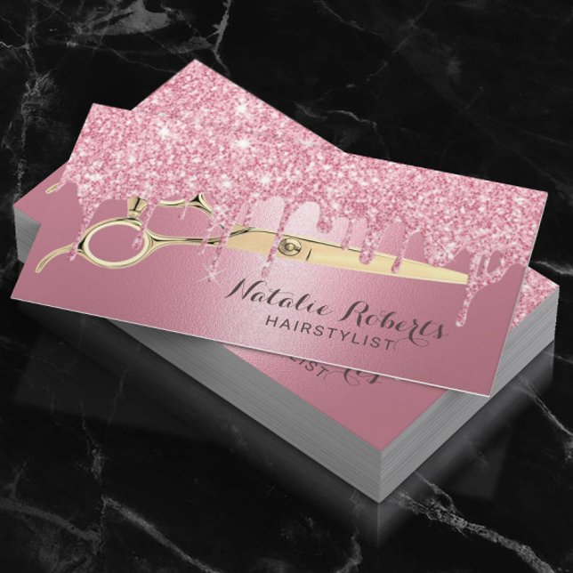 Tarjeta De Visita Purpurina Rosa De Estilo Cabello Perfora Salón De  (Subido por el creador)