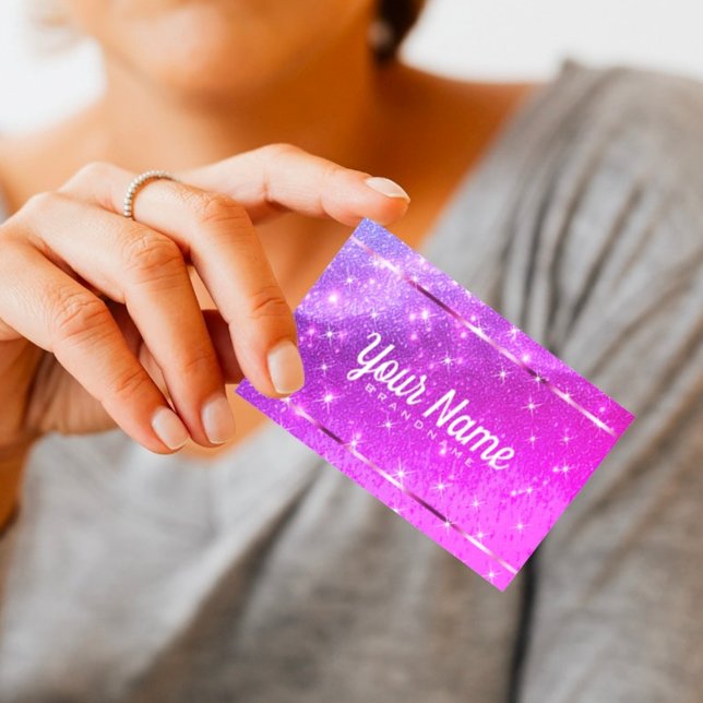 Tarjeta De Visita Purpurina rosa de lujo Sand Sparkling Stars Moda (Subido por el creador)